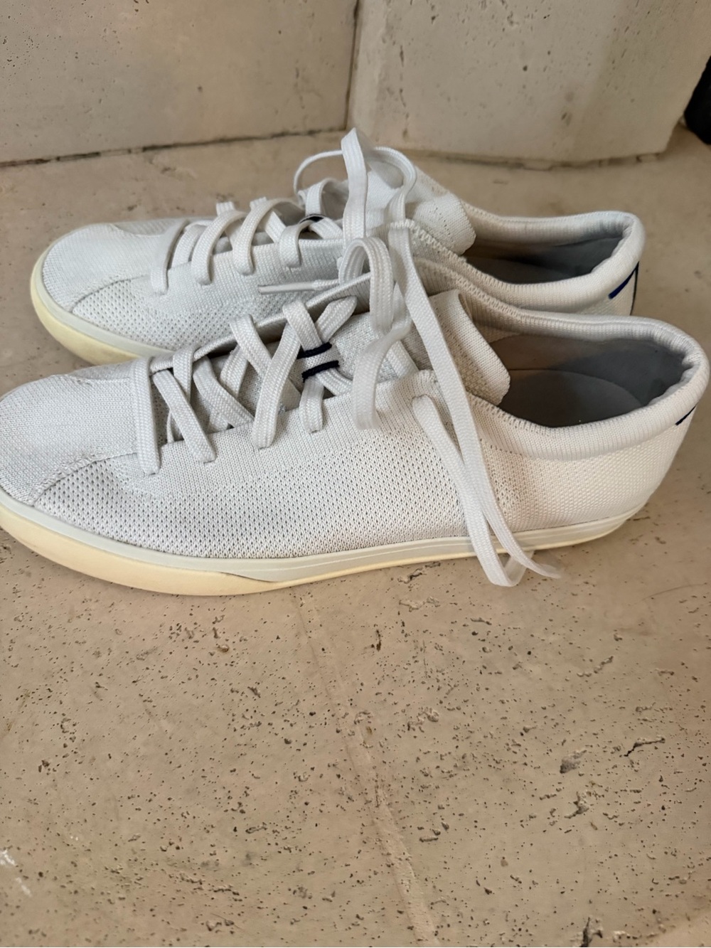 Rothy's White Knit Low-Profile Sneakers with Cream Sole